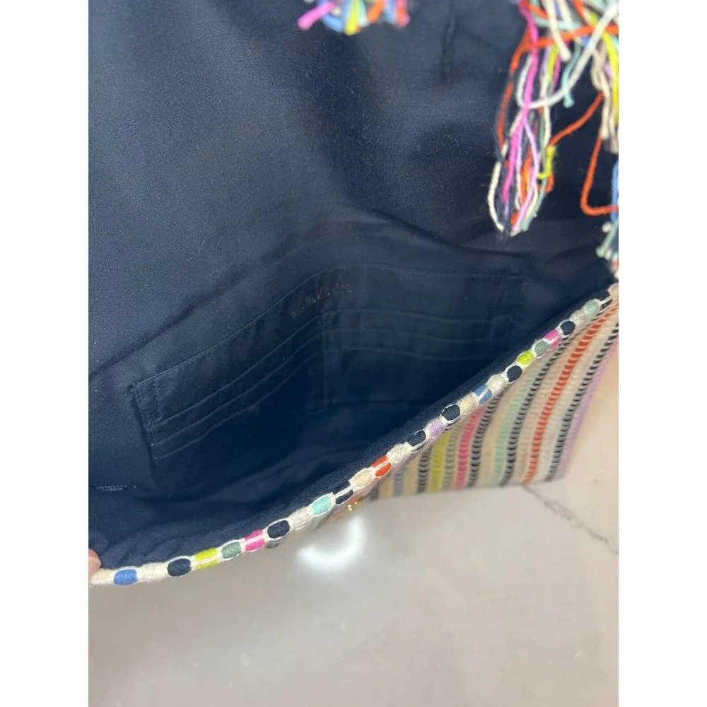 Stella & Dot Tai Bag Clutch Boho Fringe Multicolors Bohemian Hip India Trendy